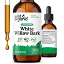 Wild & Organic White Willow Bark Extract Liquid Drops - All Well-Being Supplement - 500 mg White Willow Bark Herb Tinctuur - No Alcohol & Sugar, Non-GMO - 2 fl oz