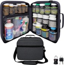 Extra grote pil fles Organisator, Medicine Bag, drager voor medicijnen, vitamines en medische benodigdheden - Modular Travel Medicine Organizer en Home Storage Med Bag - Donker grijs (met slot)