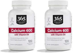 365 by Whole Foods Market Calcium with Vitamine D3 Tablets, 120 Count (pack of 2)
