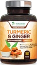 Kurkuma Curcumin Supplement 1950mg - 95% Curcuminoïden met biologische Kurkuma & Gember, BioPerine Black Pepper voor beste absorptie, Nature's Vegan Joint Support, Non-GMO, gebotteld in de VS - 180 Capsules