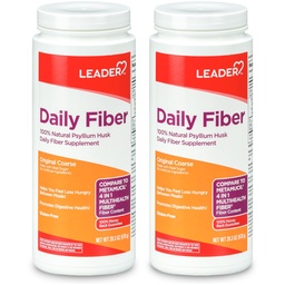 LEADER Psyllium Husk Powder Supplement 4-in-1 Vezel voor de spijsvertering van de gezondheid, plantaardige basis 100% natuurlijke Psyllium Husk Daily Fiber, Glutenvrij, Non-GMO, Vergelijk met Metamucil 20,3 OZ (pakket van 2)