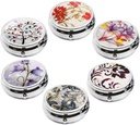 6Pcs Elegante pil Box Case, CREATIEE-PRO Portable Medicine Tablethouder Organisator met 3 Component voor Purse Pocket Reizen - Praktische & Modieus(6 patronen, 1,6Inch)