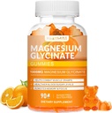 Magnesium Glycinate Gummies 1000mg, Hoge Absorptie Suikervrij Magnesium Kaliumsupplement voor ontspanning, stressverlichting en slaapondersteuning voor volwassenen en kinderen - 90 Oranje Gummies