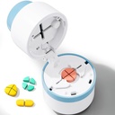 Pillensnijder - Pillensplitter met roestvrij stalen mes voor het snijden van kleine pillen of grote pillen in een vierde, Pillensnijder 1/4, Geschikt voor het snijden van vitaminen, tabletten (1-4 blauw)