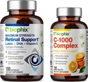 biophix Retinale Ondersteuning Maximale sterkte Complexe Formula 100 Capsules - Gratis C-1000 30 tabletten - Zink Vitamine C E Lutine DHA Omega-3 Astaxanthine Hyaluronzuur - Ondersteunt Oogzicht Gezondheid