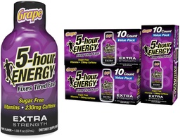 5-uurs ENERGIE Extra sterkte energieschot, druivensmaak, 30 telling, 1,93 oz., Zero Calorieën & Sugar-Free 230 mg Cafeïnated Energy Shot, Aminozuren & B Vitaminen, Dieetsupplementen