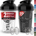 VELOMIX -2 Pack- 20 oz Protein Shaker Flessen voor Proteïne Mixen - 2x Wire Whisk 