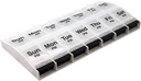 EZY DOSE Push Knop (7 dagen) Pill Case, Medicine Planner, Vitamine Organizer, 2 keer per dag, AM/PM Container, X-Large Compartments, Artritis Vriendelijke, Gemakkelijk te gebruiken, Duidelijke deksels, Clear/Black, BPA Vrij