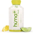 Huma Plus (Double Electrolytes) - Chia Energy Gel, Lemon Lime, 24 Gels, 25mg Caffeine - Stomach Friendly, Real Food Energy Gels