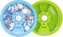 INFODA Weekly pil Organizer 7 Compartiment roterende pil Box voor dagelijkse medicatie & vitamines - Portable Travel Pill Case Visolie Supplementen Vitaminen Organisator (Groen + Blauw)