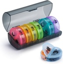 VIGOR PATH 7-Dag pil Organizer met twee appartementen per dag, Ideaal voor pillen/Vitaminen/Visolie/Suplements Opslag, BPA-Free en gemakkelijk te reinigen (zwart - kleurrijk)