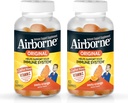 Airborne 750mg Vitamine C Immuun Ondersteuning Supplement Gummies voor volwassenen, Zesty Orange Smaak, Glutenvrij Gemaakt Blend met Krachtige Antioxidanten Vitaminen A C & E, 63 Gummies (2 Pack)