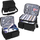 Double Layers Medicine Bag met geïsoleerde compartiment pil fles Organizer met afsluitbare rits, reis Geneeskunde Organizer met zachte schouder riemen voor pil flessen, medische benodigdheden