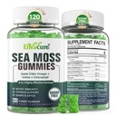 Sea Moss Gummies Sugar-Free, Extra sterkte Ierse Moss Gel Supplement met Jodium, Chlorofyl, Ongefilterd ACV, D3, Burdock Root, Bladerwrack voor Immune, Digestief, Huid, Haar, Det