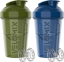 VELOMIX -2 Pack- 20 oz Protein Shaker Flessen voor Protein Mixen - 2x Wire Whisk 