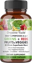 Biologische Veda Super Greens Reds Veggies Capsules - 8 in 1 Dagelijkse 30 Hele biologische Superfoods Fruit & groenten Supplement - Papaya Enzymes, Spirulina, Chlorella, Moringa, Beet, Kurkuma - 120 Veganistisch