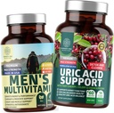 Number One Nutrition N1N Premium Uric Acid Support and Men's Multivitamins, All Natural Supplements to Support Energy Levels, Prostate Health and Urinary Tract Functions, 2 Pack Bundle