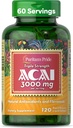 Puritan's Pride Triple Strength Acai 150 MG (3000 mg equivalent) met Antioxidant Properties and Flavonoids, 2 Month Supply, 120 Rapid Release Liquid Softgels
