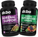 Adrenal Support & Organic Superfood Greens & Fruit Supplements - Daily Energy Super Food Fruits and Veggies Supplement Tablets Plus Vegetable Foods
