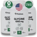 PRISTINE'S Glycine 1000MG Amino Acid Supplement Sleep Support Capsules (3-Pack) - 90 Day Supply - Muscle Recovery, Kidney Health & Collagen Formation Production Support