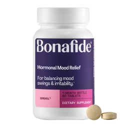Serenol van Bonafide. Verlichting van Hormonale Mood Swings, Irriteerbaarheid, & PMS Bloating.