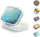 Kleine pil Box voor portemonnee, Portable pil Organizer voor Geneeskunde Visolie Vitaminen, Metal Cute Travel Purse Pocket Pill Case houder (Rechthoek Marble)