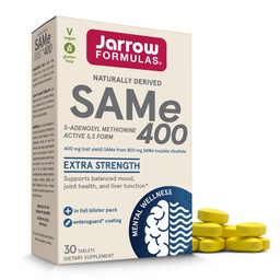 Jarrow Formulas SAMe Supplement 400 mg - 30 Tablets - High Concentration of Active S,S Form - Supports Joint Health, Liver Function, Brain Metabolism, Balanced Mood & Antioxidant Defense - 30 Servings