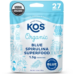 KOS USDA Organisch Blue Spirulina Powder, Phycocyanin - Vegan Algen Superfood - Natural Food Coloring for Smoothies & Proteïne Dranken, Plant Based, Niet GGO - 27 Servings