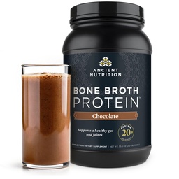 Ancient Nutrition Grass Fed, Cage Free, Bone Broth Protein Powder, 20g Proteïne, Gehydrolyseerde Collageen Peptiden, Keto & Paleo Vriendelijk, Ondersteunt Joint, Gut Health, Chocolade, 40 porties