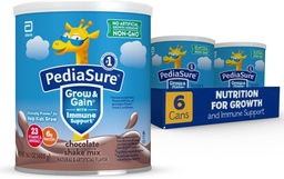 PediaSure Grow & Gain with Immune Support Shake Mix Powder, 23 Vitaminen & Minerals, 6g Proteïne, Non-GMO, Glutenvrij, Kids Nutrition, Chocolate, 14.1 oz Can, Pack of 6-48 serves