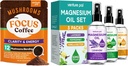 Venture Pal Mushroom Koffie & Magnesium Oil Spray Bundle: 12 in 1 Koffie met Ashwagandha voor Focus & Immunity + 3 Packs Pure Magnesium Spray voor ontspanning, Slaap & Muscle Relief - 40 Servings