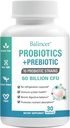 Probiotics and Organic Prebiotics for Women & Men, 60 Billion CFUs 10 Strains, Support Digestive & Gut Health, Gas & Bloating, 30 Capsules
