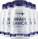 (5 Pack) Mindful Wellness Advanced Brain Savior Capsules Pillen, Hersenredder Mind Boost Supplement voor cognitie en focus, Hersenredder Reviews, Mindful Wellness Brain Pill Supplement (300 Capsules)