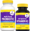 InnovixLabs Vitamine K2 & Probiotic Bundle Full Spectrum Vitamine K2 (90 Softgel Capsules) Multistrain Probiotic (60 Time-Release Capsules). Ondersteunt Bones, Immune en Healthy Gut. *