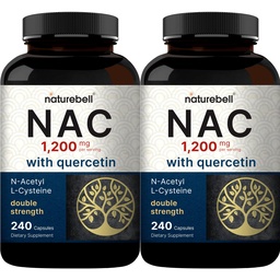 2 verpakkingen NAC-supplement (N-Acetyl Cysteine) met quercetine, 1.200 mg per portie, 480 capsules 