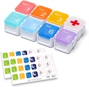 Medicine Organizer, DIY Travel Weekly Pill Organizer case, Daily Pill Box/Container 7 Day, Pill Dispenser/Container voor Vitamine/Visolie (1 keer per dag, Regenboog)