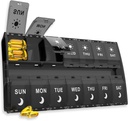 XL Grote Pillen Organisator 7 Dag, Weekly Medicine Pillen Box 2 keer per dag,Am Pm Pillen Case Organizer 14 Compartments with Hinged Lids Design,Daily Box Pillen Dispenser for Fish Oil/Supplements(Black)