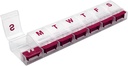EZY DOSE Weekly (7-Day) AM/PM Daily Push Button Pill Organizer, Vitamine Case, en Medicine Container, X-Large Compartments, Artritis Vriendelijk, Handig en gemakkelijk te gebruiken, Helder / Rood, BPA Gratis