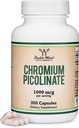 Chroom Picolinaat 1000 mcg voor gezond gewichtbeheer (hoge absorptie en biologische beschikbaarheid) (300 Vegan Safe Capsules, Non-GMO, Glutenvrij) door Double Wood Supplementen