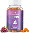 IJzeren Gummy Vitamine - Glutenvrije Supplementen voor ijzertekort voor volwassenen en kinderen - Pindavrije Gummies Supplement - Druivensmaak Kauwbare Vitaminen voor vrouwen en mannen - 60 Tel.
