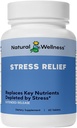 Natural Wellness Stress Relief – Extended Release Formula with Magnesium, Valerian, Hops & Skullcap –Promotes Calm, Focus, Relaxation & Energy Balance – Natural Sleep Aid & Anxiety Relief – 60 Tablets