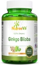 NutreeVit 100% Biologische Ginkgo Biloba Capsules - Ondersteunt Hersengezondheid, geestelijke alertheid, Circulatie, en verhoogt het geheugen - Biologische Antioxidant - 100 Telfles