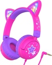 iClever Kids Headphones Kattenoor, LED Light Up, 85dBA Safe Volume, Stereo Sound Peuter Hoofdtelefoons voor Travel School, Opvouwbare 3.5mm Wired Kids Headphone voor iPad Tablets, Meow Lollipop-Hot Pink