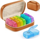 AOVON Weekly pil Organizer 2 keer per dag met PU lederen tas, reizen AM PM pil doos 7 dag met one-side grote openingsontwerp voor gemakkelijk vullen, draagbare pil geval voor vitamines, medicijnen, supplementen
