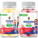 Magnesium Gummies for Kids & Adults - 500mg and Vitamin D3 K2 Gummies 5000 IE. Kalm Magnesium Kauwen - Magnesium Citraat Kauwbare Supplement voor Mood & Muscle Ondersteuning