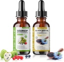 NaturePlanet Organic Soursop Bitters and Black Seed Oil Drops Bundels with Vitamins D3, K2, B6, C 