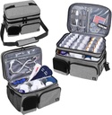 Double Layers Medicine Bag met geïsoleerde compartiment pil fles Organizer met afsluitbare rits, reis Geneeskunde Organizer met zachte schouder riemen voor pil flessen, medische benodigdheden