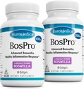 EuroMedica BosPro - Boswellia Serrata Extract Supplement - Dieetsupplement voor gezonde longen Ondersteuning - Kruidensupplement Formule - 60 Softgels, 2 Pack (120 Softgels)