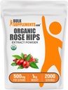 BulkSupplements.com Biologische Rosehip Extract Poeder - Rose HIPS Supplement, Rosehip Powder - Herbal Supplement, Antioxidanten Bron - Glutenvrij, 500mg per portie, 1kg (2,2 lbs) (Pack of 1)