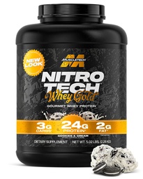 Muscletech Whey Protein Powder (Cookies & Cream, 5LB) - Nitro-Tech Whey Protein Isolate Smoothie Mix for Lean Muscle & Recovery - 24g Whey Gold Protein for Women & Men - Packaging May Vary
